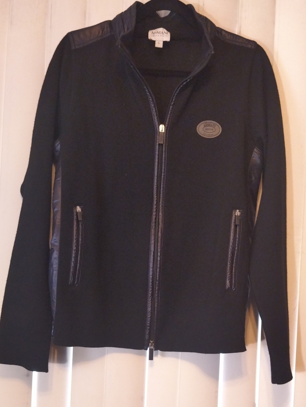 Armani Collezioni Black Zip-Front Bomber Jacket